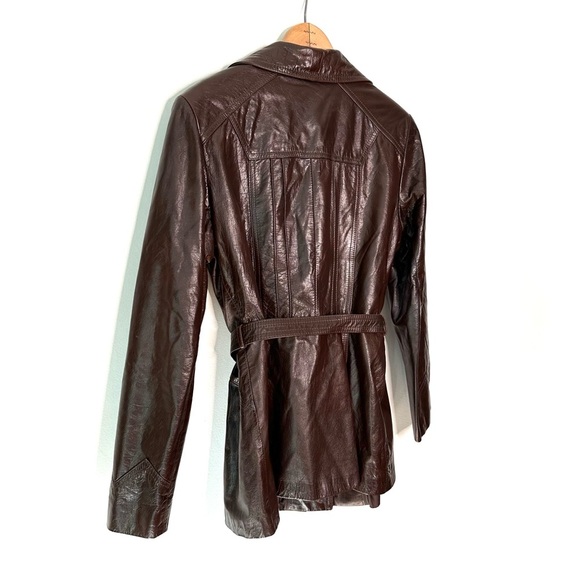 Avant Garde | Vintage Brown Button Down Leather Trench Coat - Picture 6 of 12